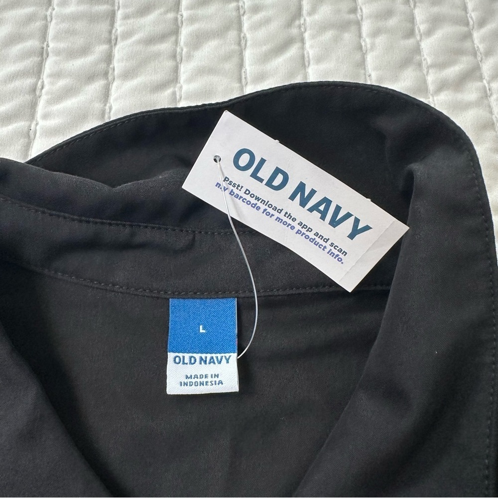 NWT Old Navy Sleevesless Utility Black Midi Dress with Buttons and Side sSlit - Picture 10 of 12